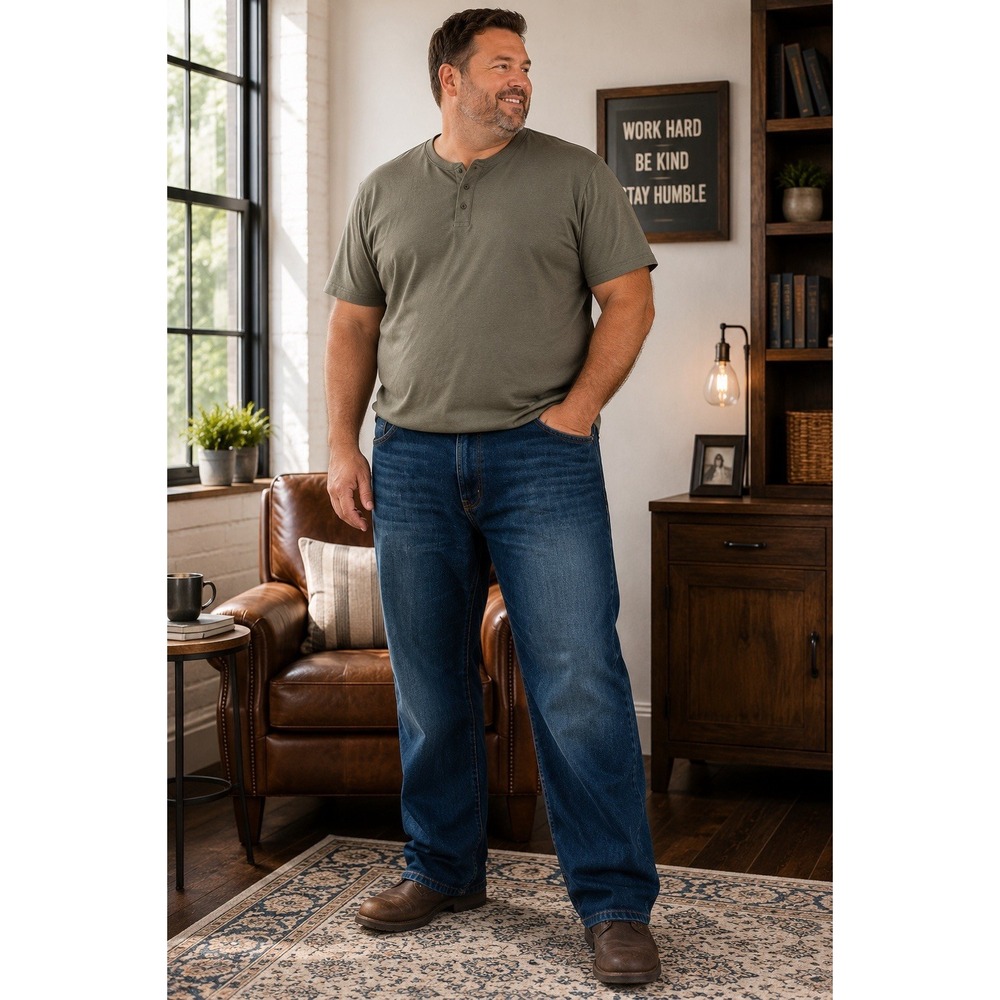 Lucky Brand 181 Relaxed Straight Jeans Mens 48x30 Dark Wash Stretch Denim